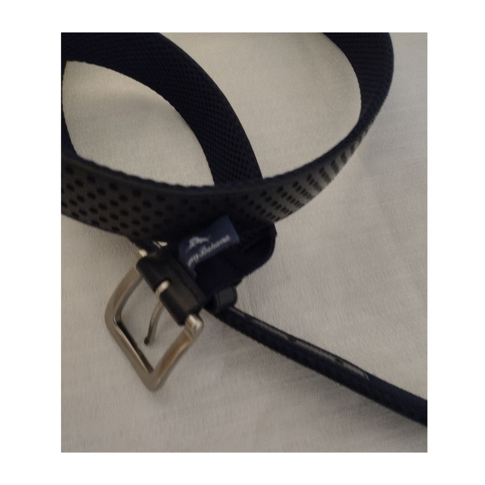 Tommy Bahama Men's Belt Size 49/50 Blue Leather Woven Stretch Casual - Picture 3 of 4